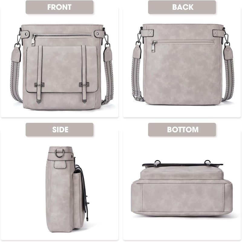 Roulens Crossbody Bags for Women,Multi Pocket Crossbody Purses Vegan Leather Shoulder Handbags Travel Purse Adjustable Strap - Image 3